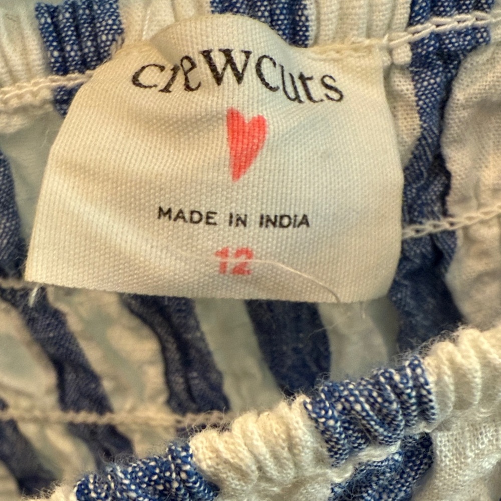 Crewcuts Blue and White Striped Jcrew Girls kids size 12 Ruffle Dress - Picture 4 of 6